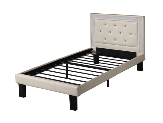 Polyurethane Twin Size Bed In High Headboard In White By Benzara | Beds |  Modishstore 