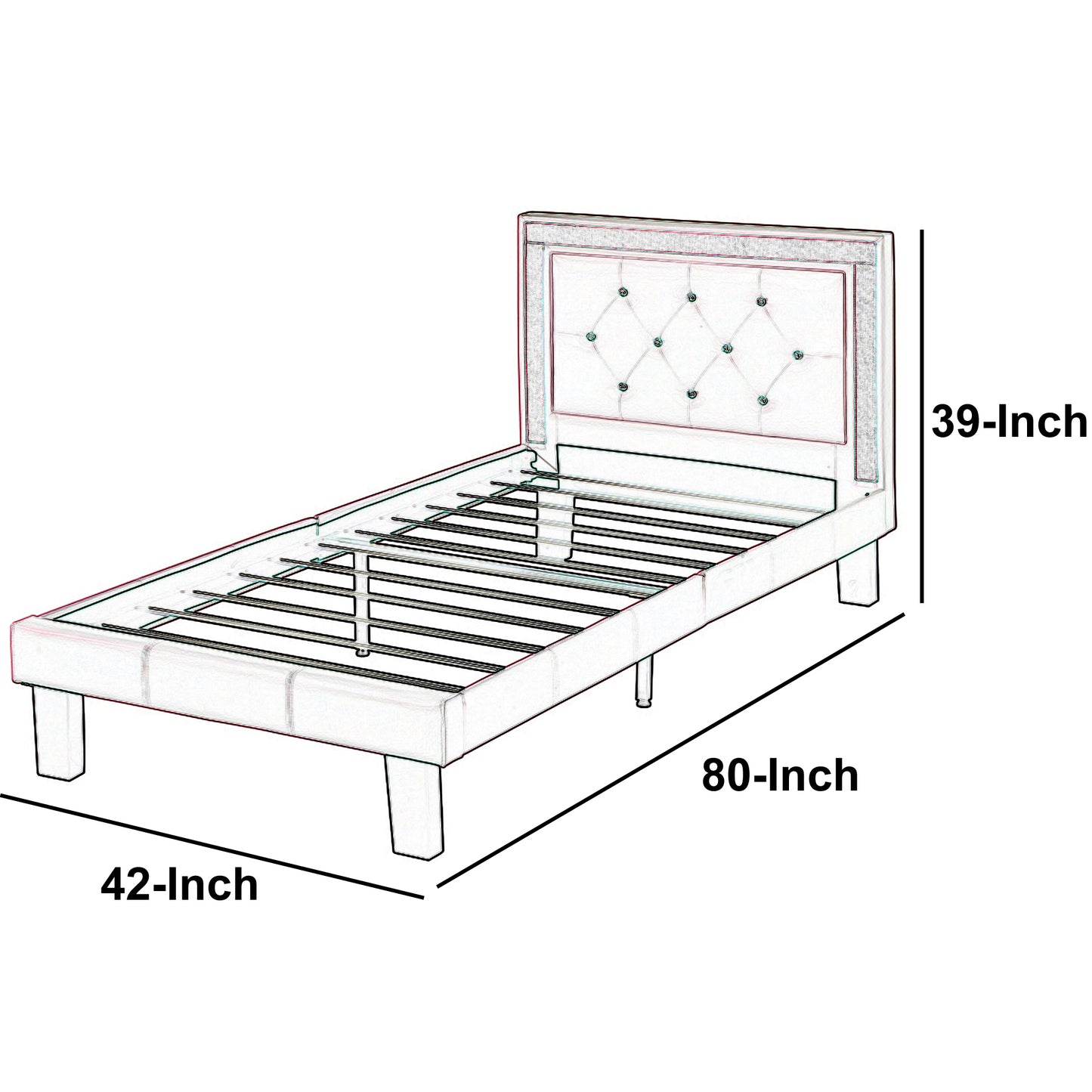 Polyurethane Twin Size Bed In High Headboard In Pink By Benzara | Beds | Modishstore - 6