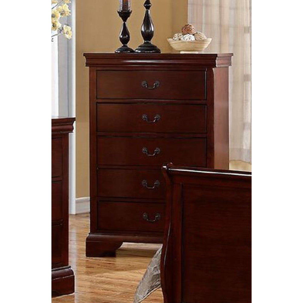 Decorously Functional Pine Wood, Plywood & Birch Veneer Chest, Cherry By Benzara | Drawers | Modishstore - 2