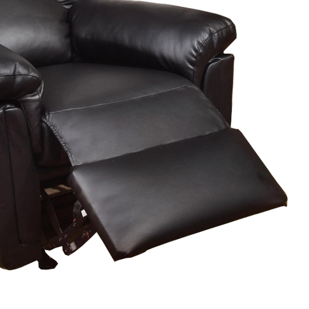 Bonded Leather Rocker/Recliner, Black By Benzara | Chairs & Recliners | Modishstore - 5