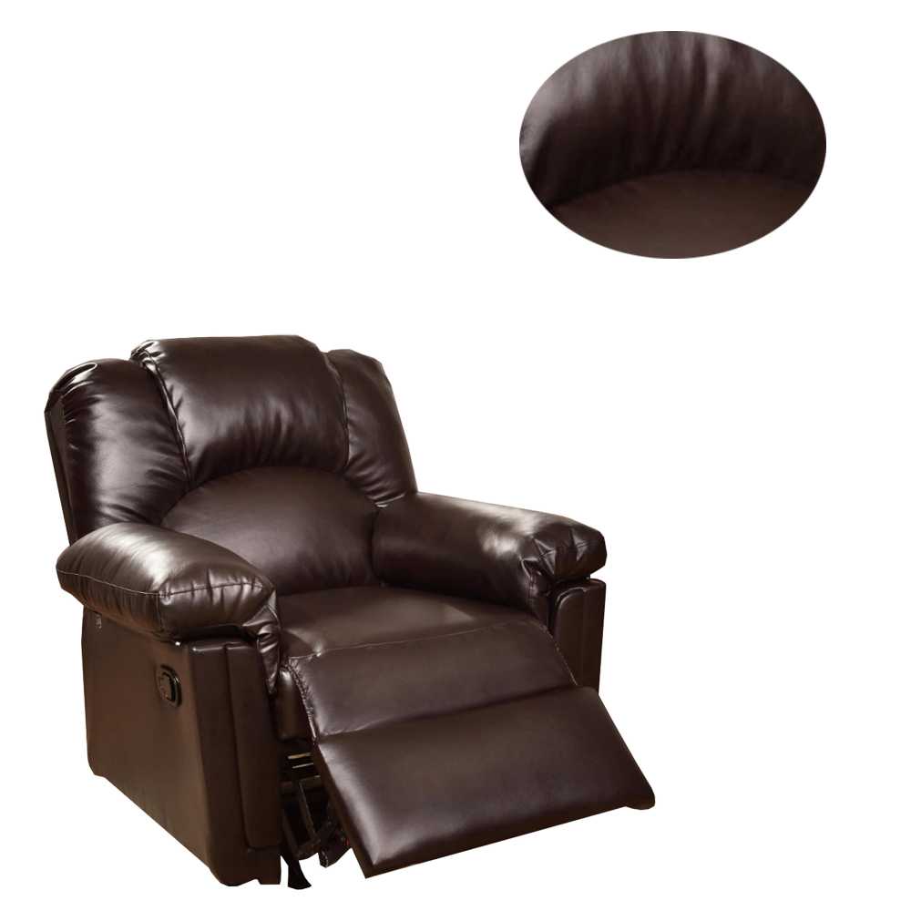 Bonded Leather Rocker/Recliner, Brown  By Benzara | Chairs & Recliners |  Modishstore  - 5