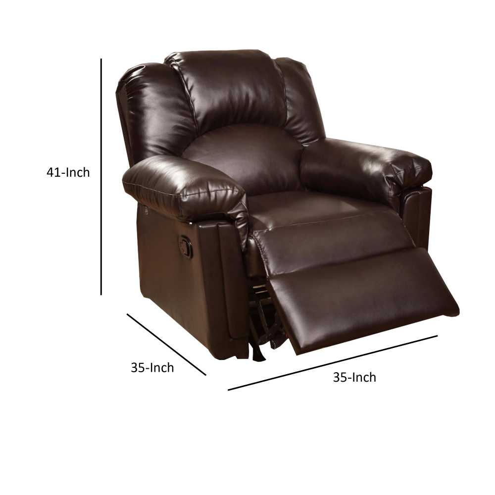 Bonded Leather Rocker/Recliner, Brown By Benzara | Chairs & Recliners | Modishstore - 6