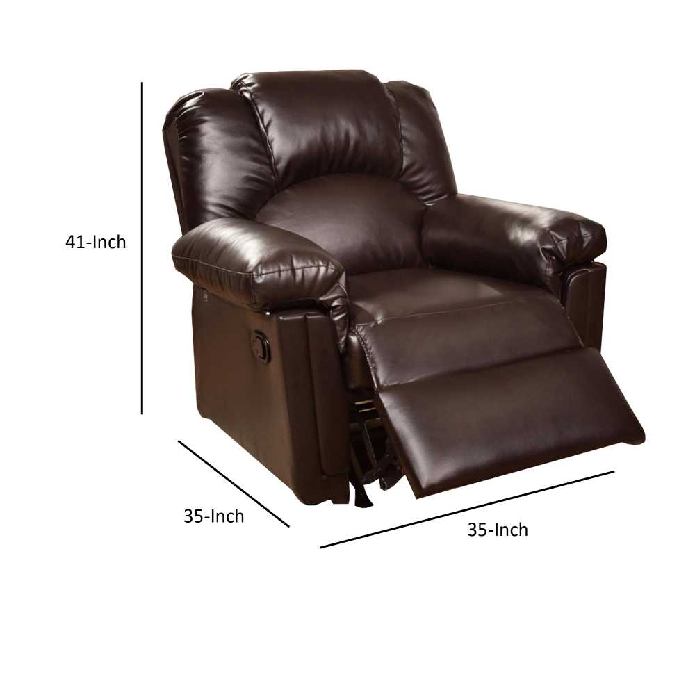 Bonded Leather Rocker/Recliner, Brown  By Benzara | Chairs & Recliners |  Modishstore  - 6