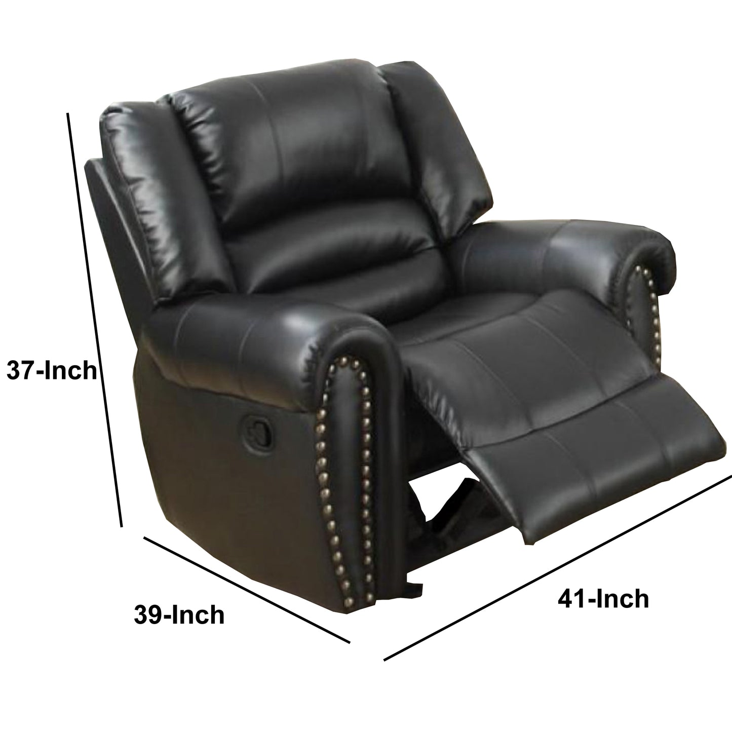 Bonded Leather & Plywood Recliner/Glider, Black By Benzara | Chairs & Recliners | Modishstore - 6