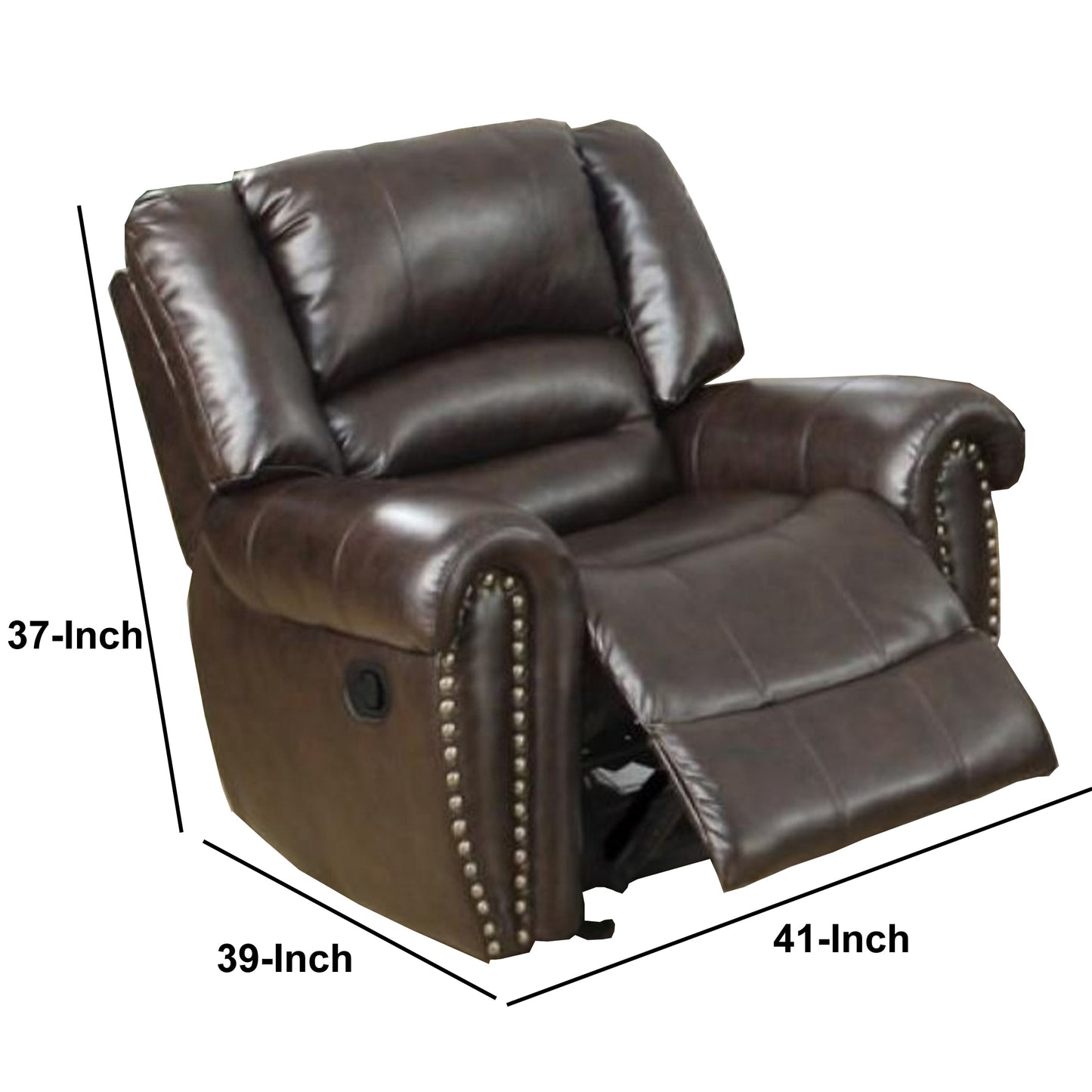 Bonded Leather & Plywood Recliner/Glider, Brown By Benzara | Chairs & Recliners | Modishstore - 6