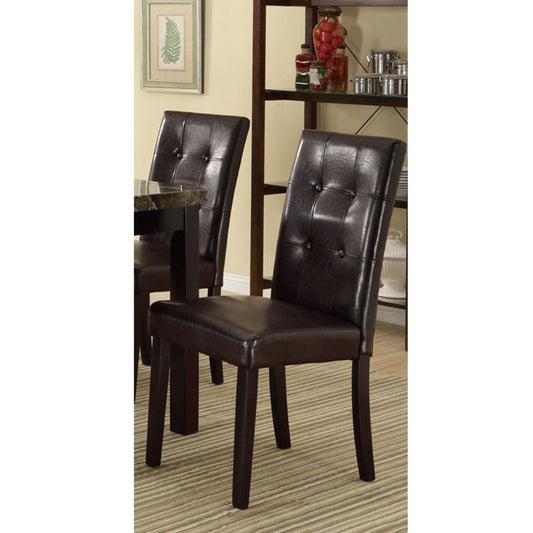 Faux Leather Dining Side Chair In Pine, Set Of 2, Dark Brown By Benzara | Dining Chairs |  Modishstore 