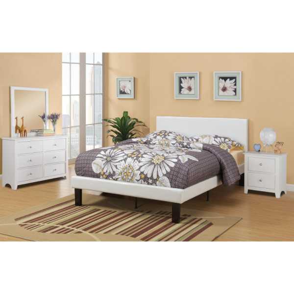 Twin Bed,Faux Leather With 12 Slats By Benzara | Beds | Modishstore - 2