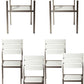 Metal Chairs With Slated Back Set Of 6 Gray And White By Benzara | Outdoor Chairs |  Modishstore  - 2