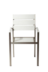 Metal Chairs With Slated Back Set Of 6 Gray And White By Benzara