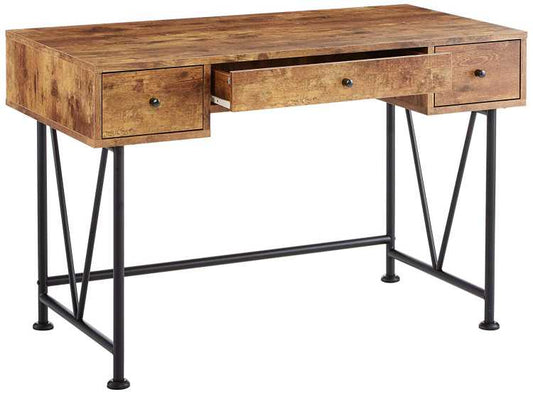 Writing Desk-3 Drawer, Antique Brown  By Benzara | Desks |  Modishstore 