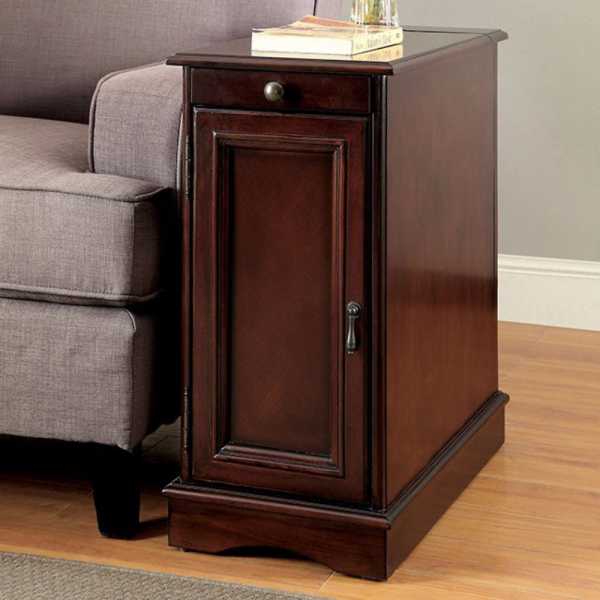 Transitional Side Table With Usb, Cherry By Benzara | Side Tables | Modishstore - 2