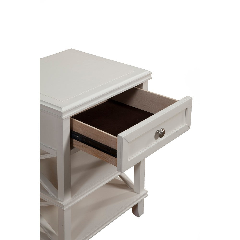 Mahogany Wood Nightstand, White By Benzara | Nightstands | Modishstore - 3