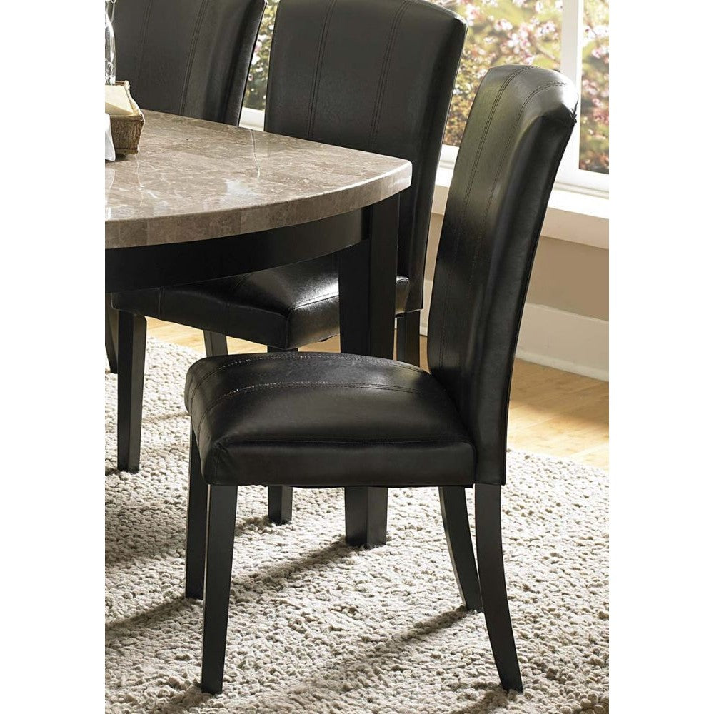 Wooden Side Chair With Padded Leatherette Seat And Back, Black, Set Of 2 By Benzara | Dining Chairs | Modishstore