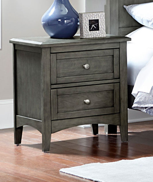 2 Drawers Wooden Night Stand With Flared Legs Gray By Benzara | Nightstands | Modishstore