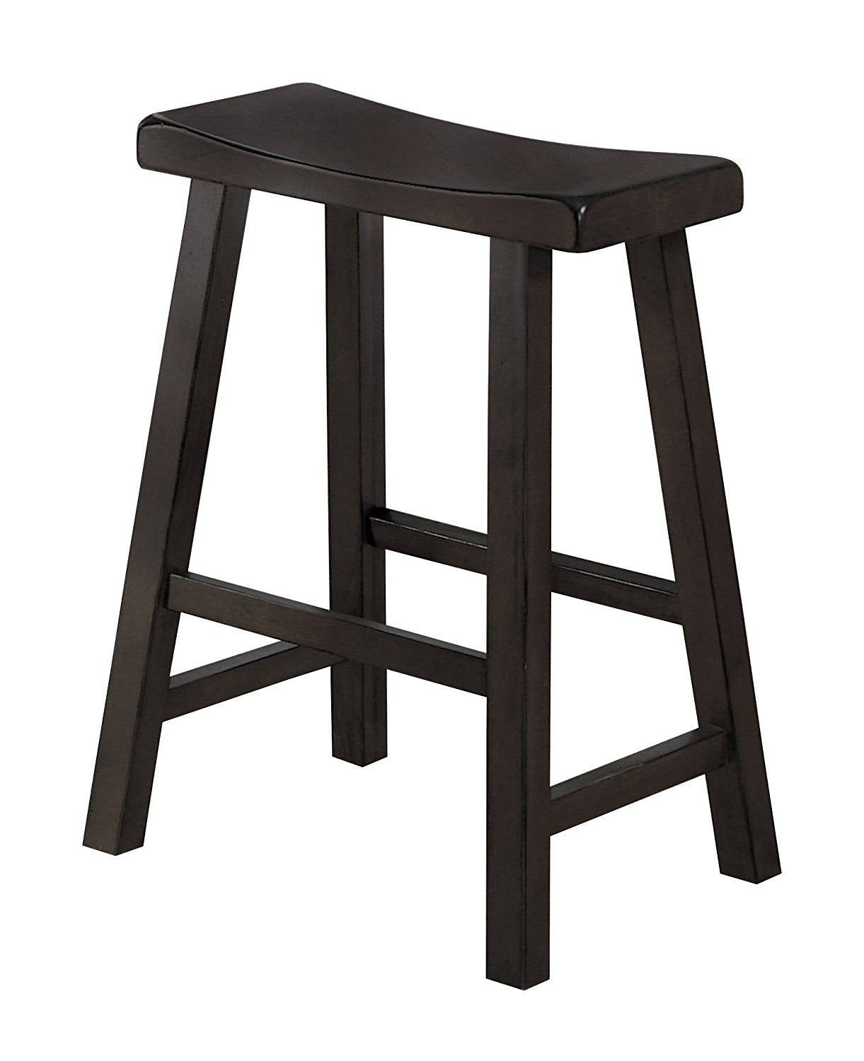 Wooden 24" Counter Height Stool With Saddle Seat, Brown, Set Of 2 By Benzara | Bar Stools | Modishstore