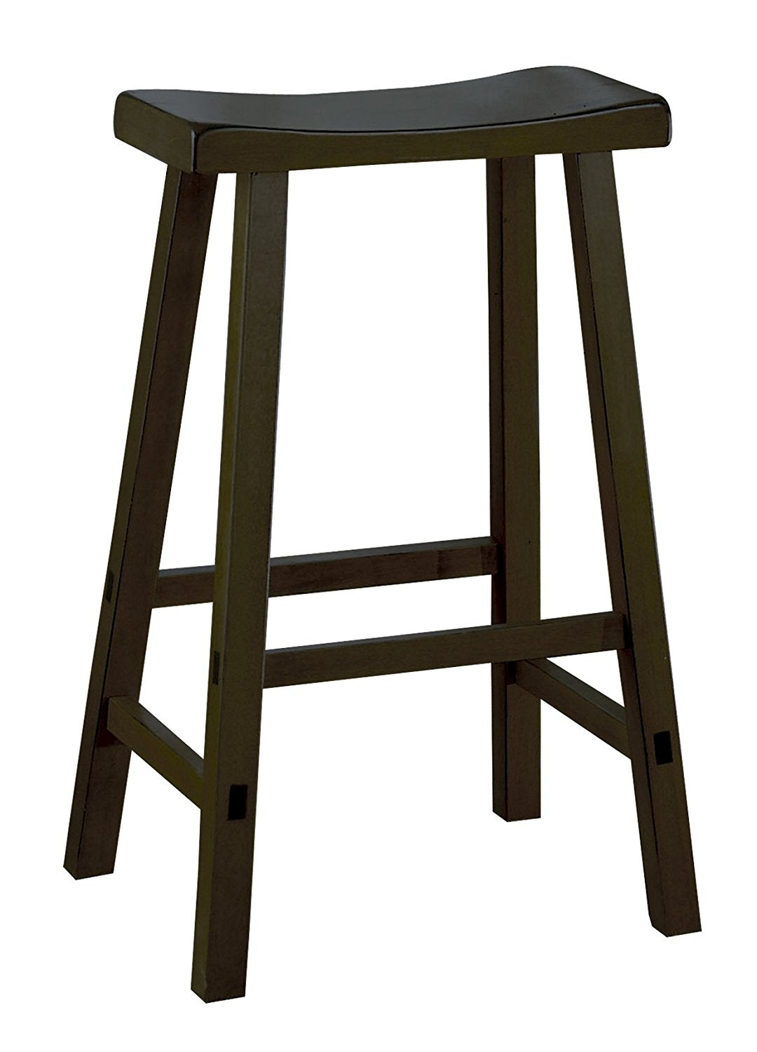 Wooden 29" Counter Height Stool With Saddle Seat, Black, Set Of 2 By Benzara | Bar Stools | Modishstore
