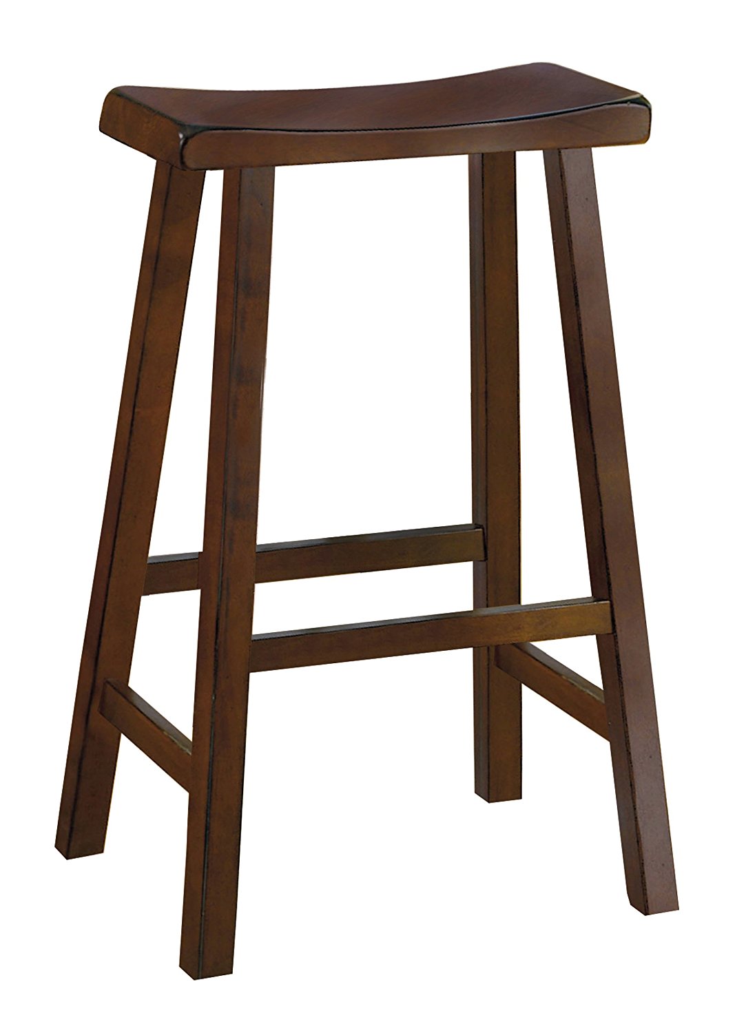 Wooden 29" Counter Height Stool With Saddle Seat, Warm Cherry Brown, Set Of 2 By Benzara | Bar Stools | Modishstore