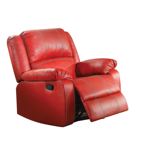 Leather Rocker Recliner Chair, Red By Benzara | Lounge Chairs |  Modishstore 