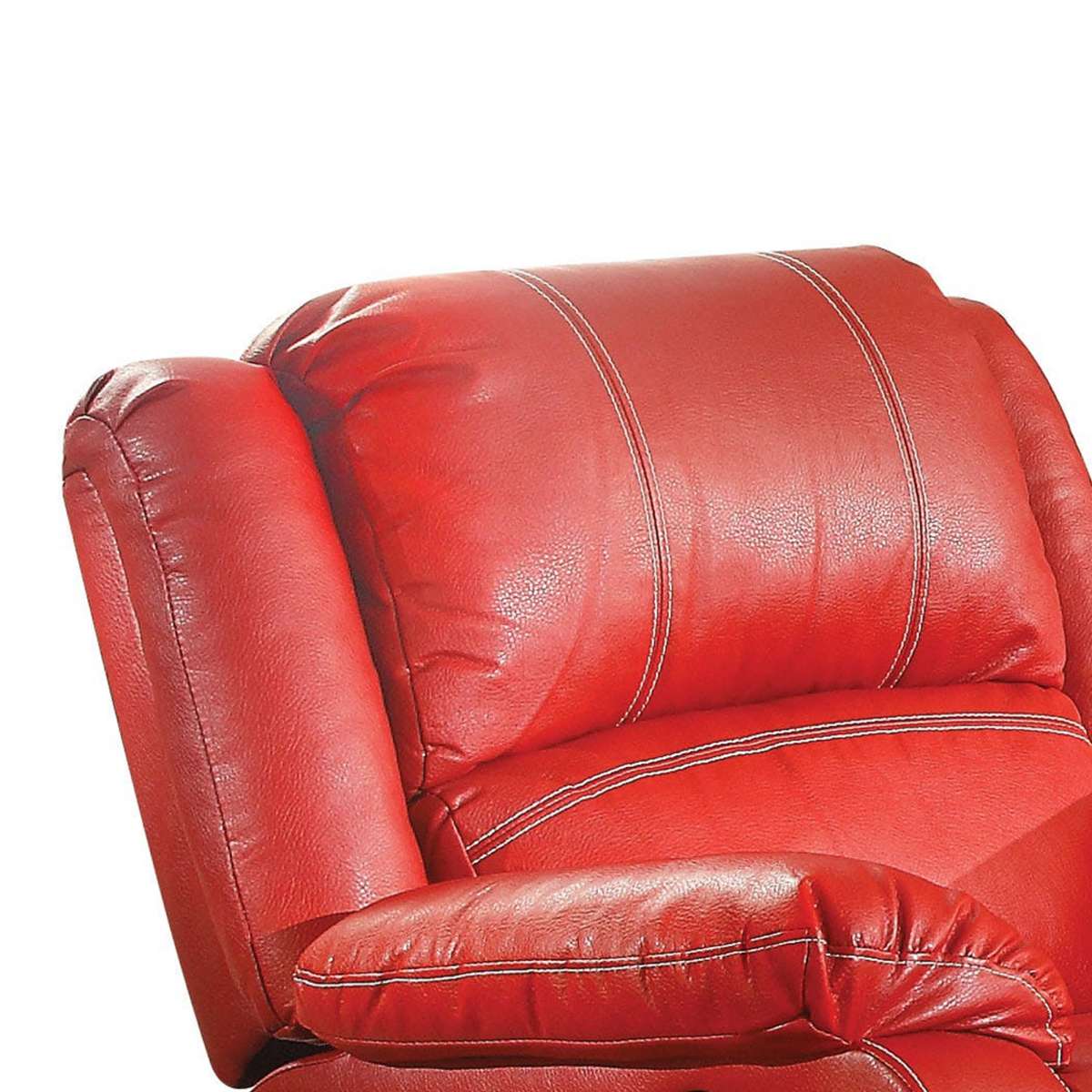 Leather Rocker Recliner Chair, Red By Benzara | Lounge Chairs | Modishstore - 5