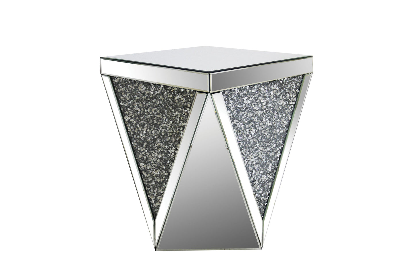 End Table With Square Mirrored Top, Clear By Benzara | Side Tables | Modishstore