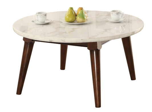 Wood Base Coffee Table With Marble Top, Walnut Brown By Benzara | Coffee Tables |  Modishstore 