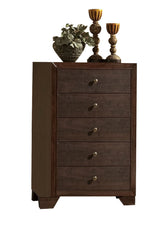 Wooden Chest With 5 Spacious Drawers  , Espresso Brown By Benzara