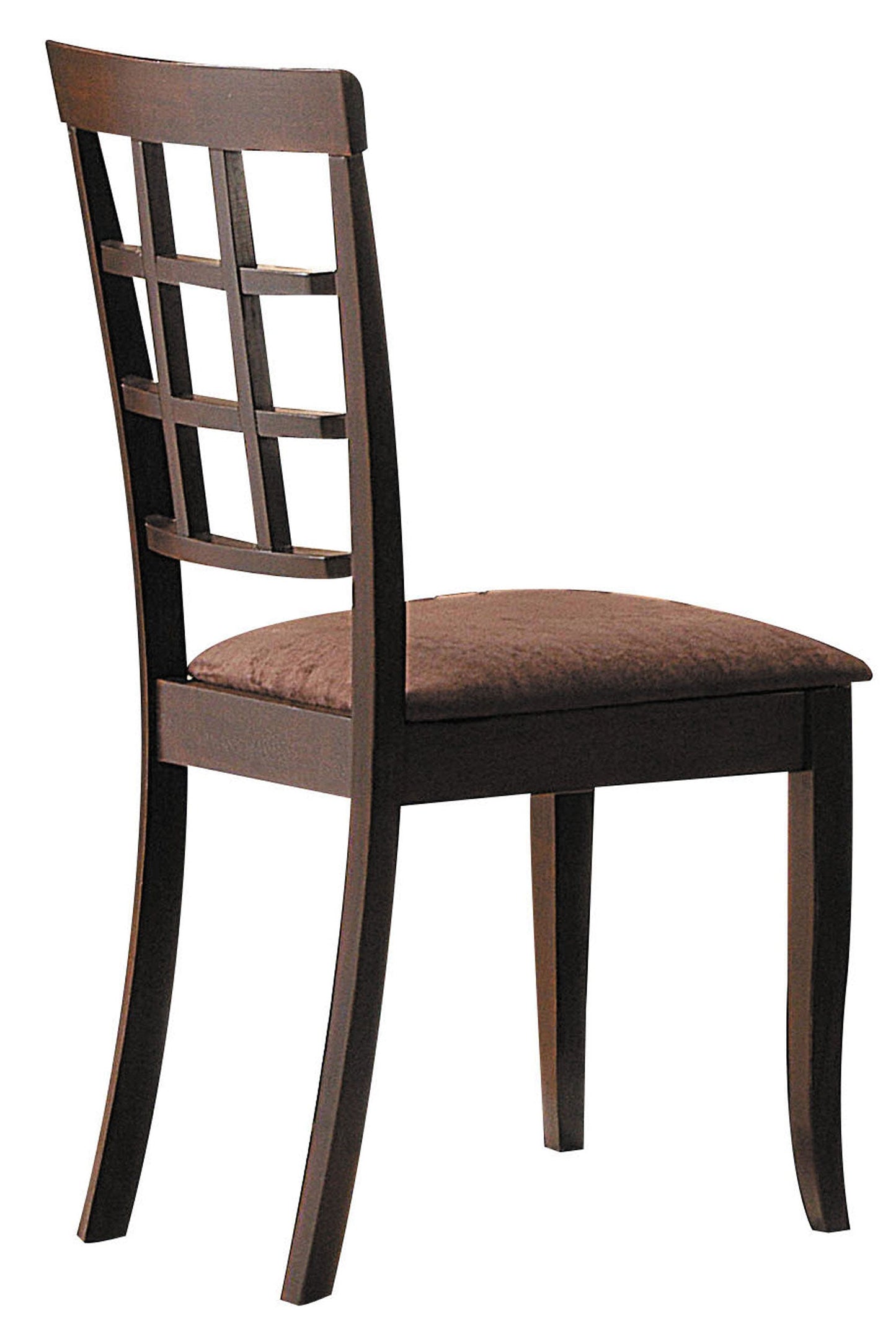 Wood & Fabric Side Chairs With Open Grid Pattern Back, Espresso Brown, Set Of 2 By Benzara | Dining Chairs | Modishstore
