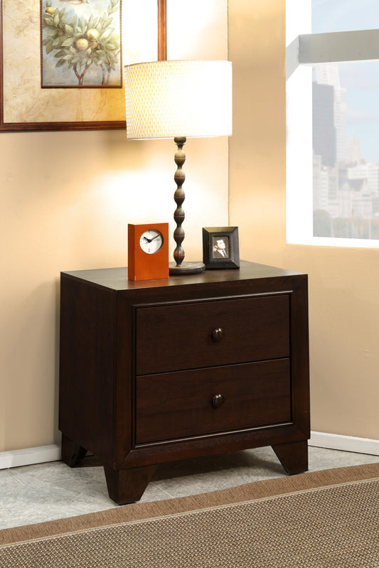 Wooden Night Stand With Two Drawer , Espresso Brown By Benzara | Nightstands | Modishstore
