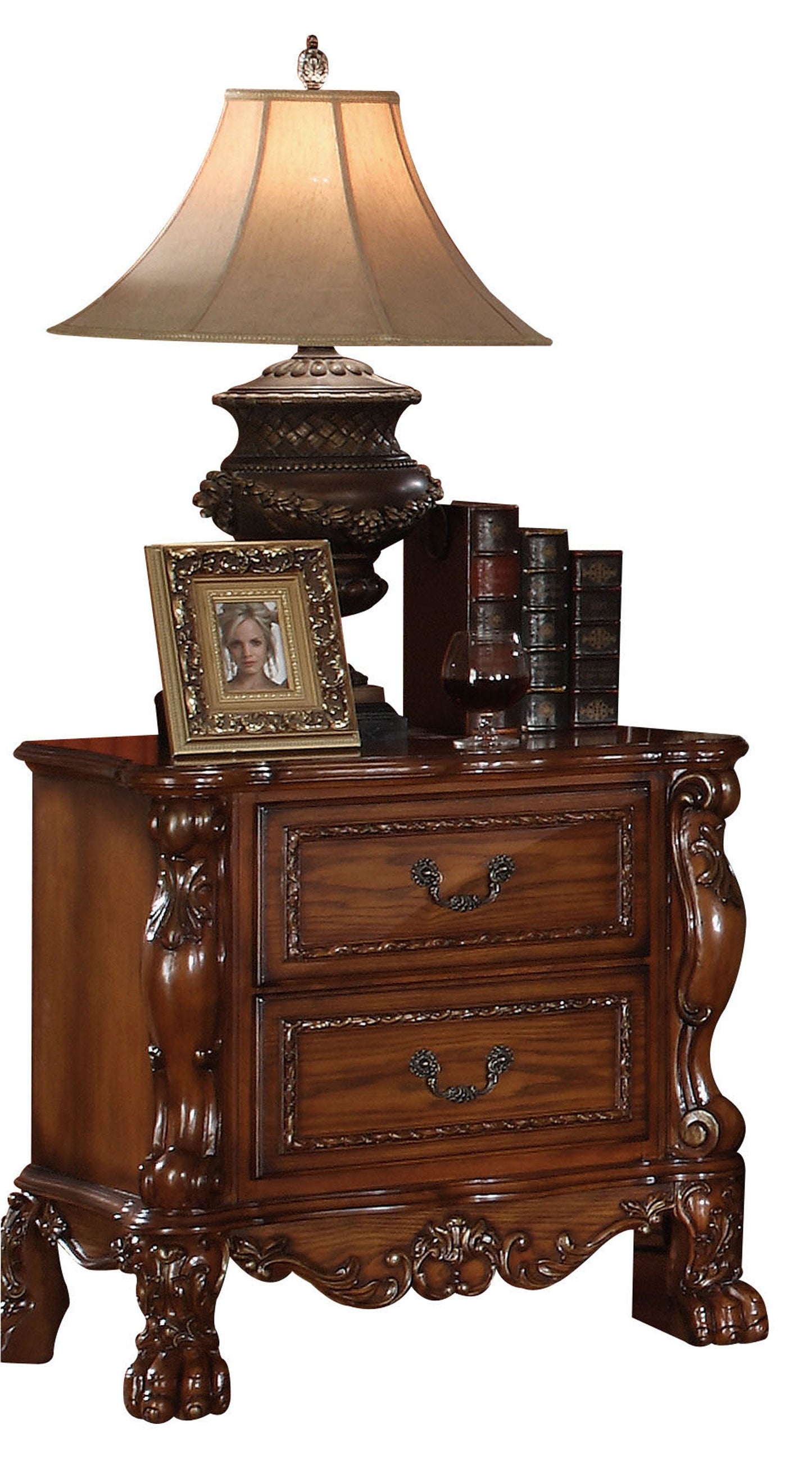 Wooden Night Stand With Two Drawer In Traditional Style, Brown By Benzara | Nightstands | Modishstore