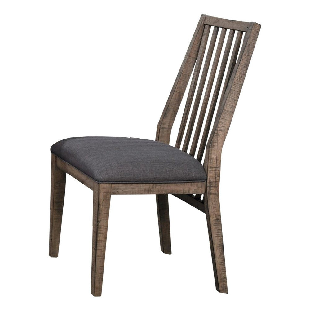 Wood Veneer Side Chair With Slatted Back, Brown, Set Of 2 By Benzara | Dining Chairs | Modishstore