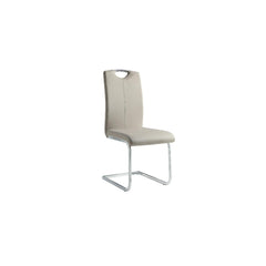 Metal & Leather Cantilever Style Side Chair With Chrome Base, Set Of 2, Gray By Benzara