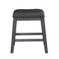 Wood & Leather Counter Height Stool With Nail Head Trim, Set Of 2, Black & Gray  By Benzara | Stools |  Modishstore  - 2