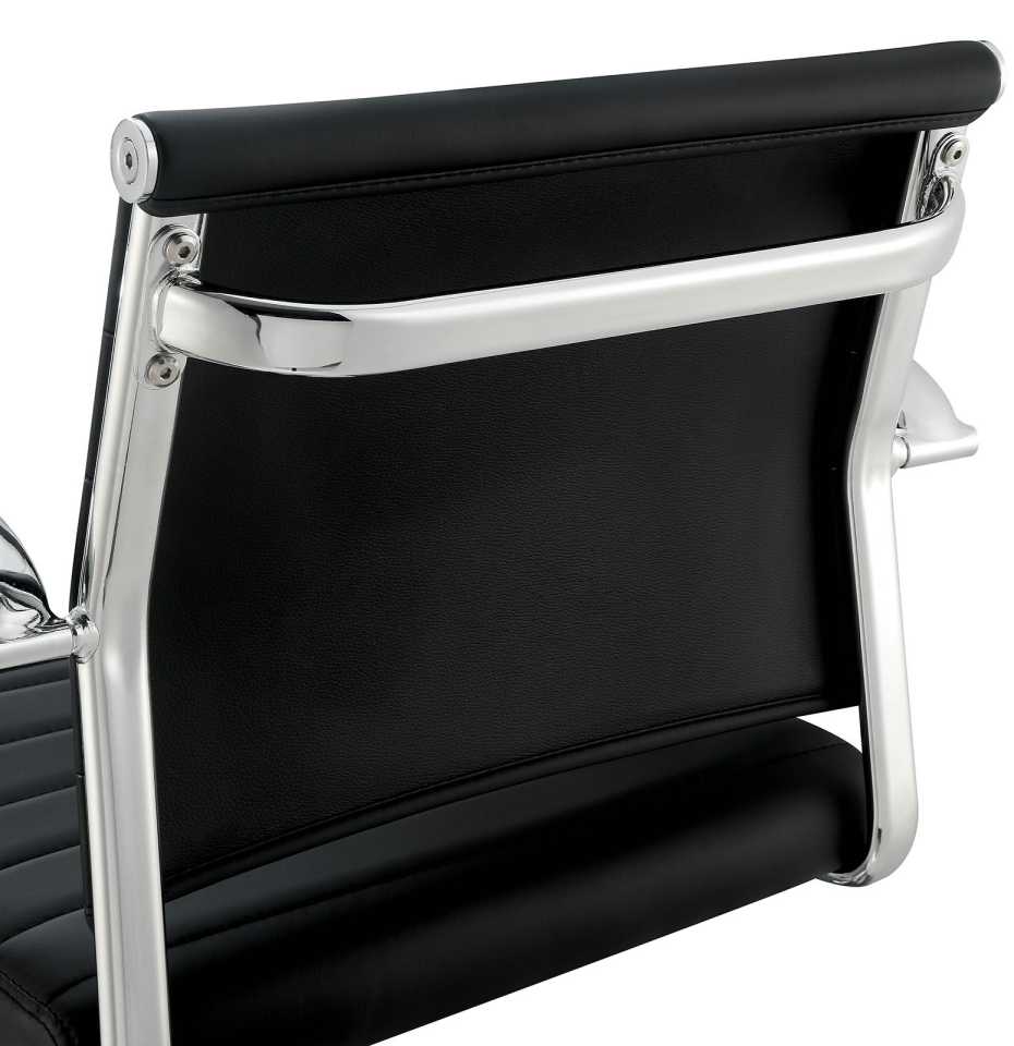 Contemporary Style Leatherette Padded Bar Stool With Arms, Black & Silver By Benzara | Office Chairs | Modishstore - 2