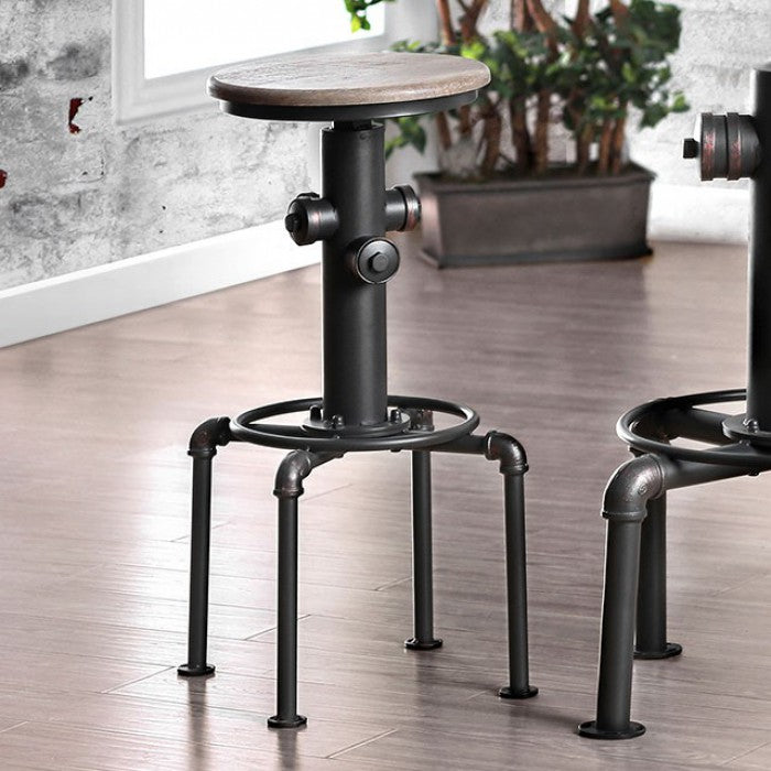Metal Frame Bar Stool With Wooden Seat In Black And Natural Brown, Set Of 2 By Benzara | Bar Stools | Modishstore - 3
