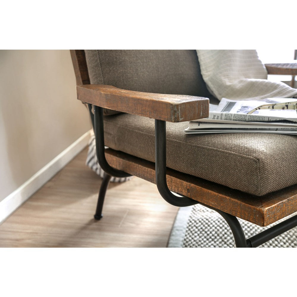 Fabric Upholstered Accent Chair, In Brown And Black By Benzara | Accent Chairs | Modishstore - 4