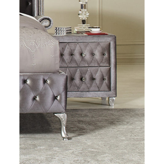Fabric Upholstered Nightstand With Button-Tufting, Gray By Benzara | Nightstands |  Modishstore 