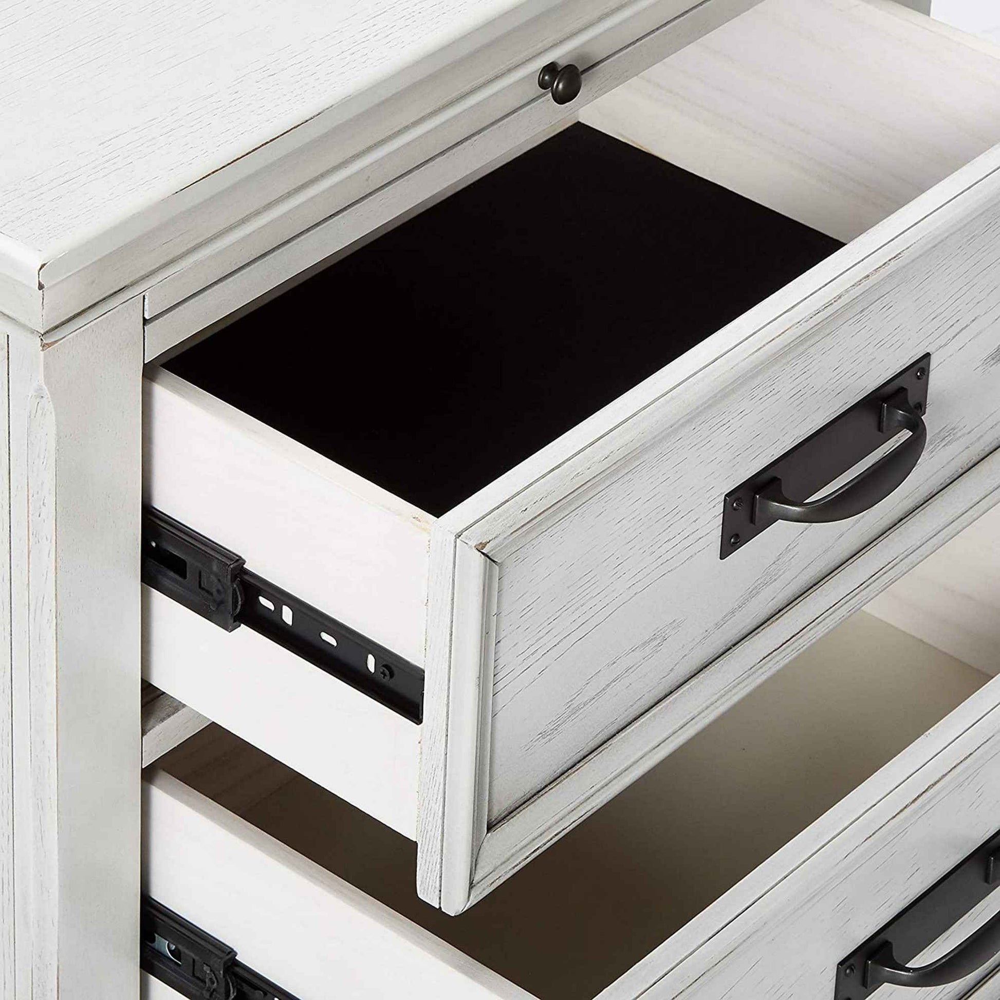 Wooden Nightstand With 2 Drawers & 1 Pull Out Tray, White  By Benzara | Nightstands |  Modishstore  - 4