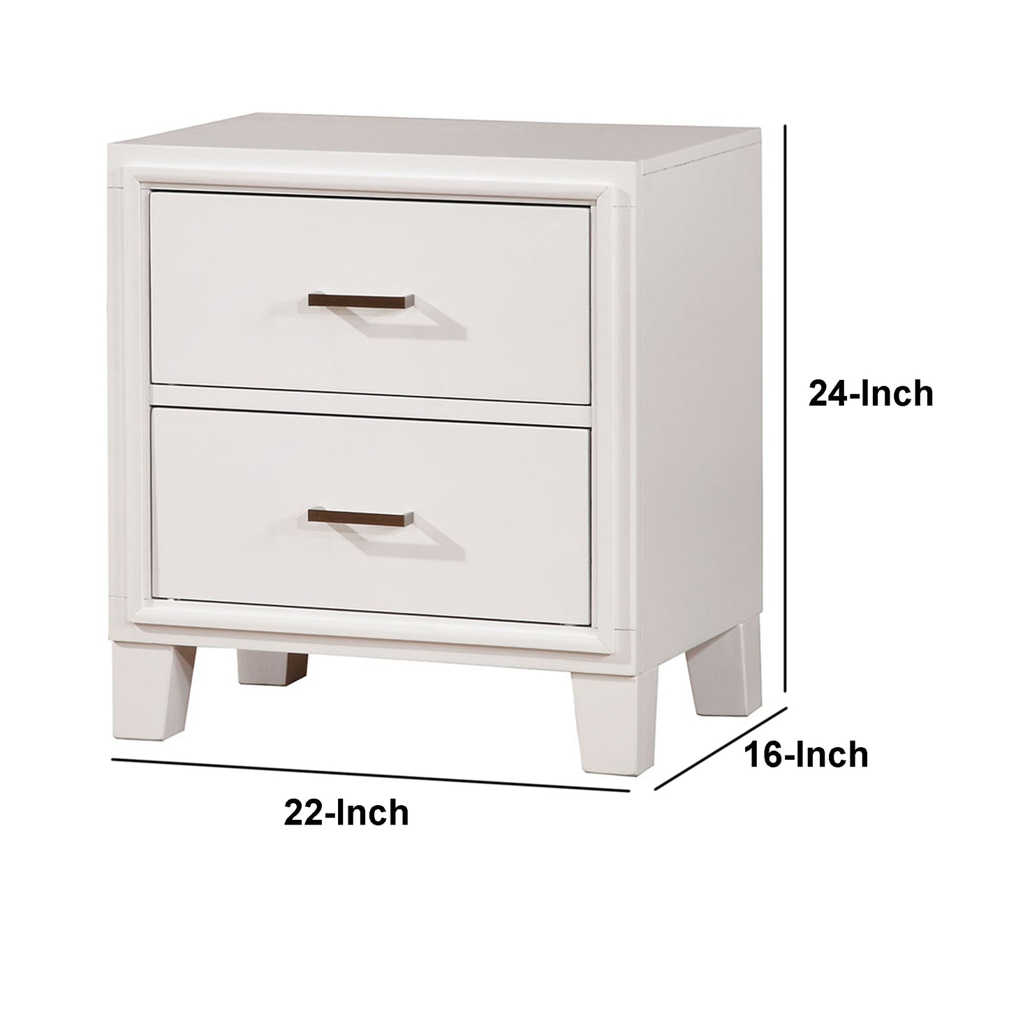 Transitional Solid Wood Night Stand With Drawers, White By Benzara | Nightstands | Modishstore - 6