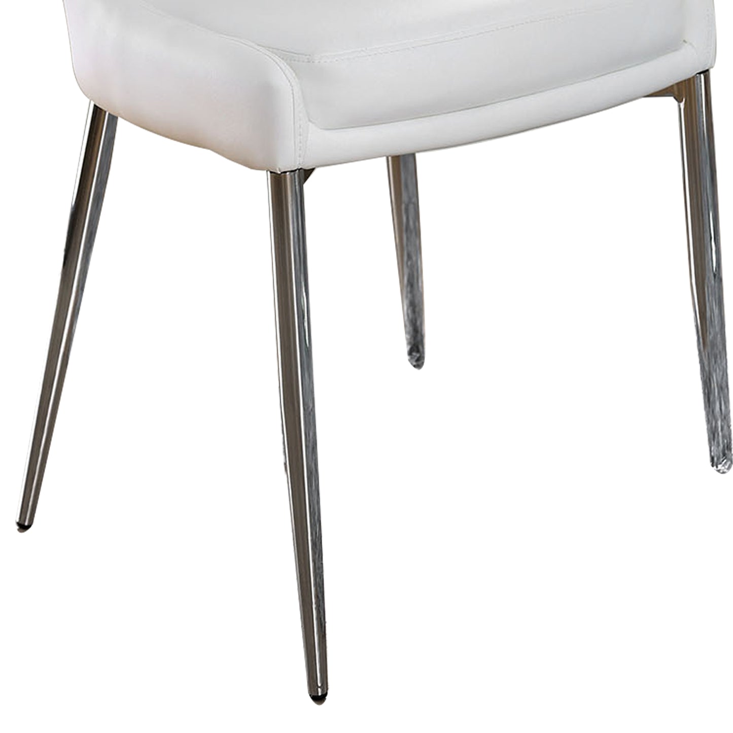 Leatherette Upholstered Metal Side Chair With Tapered Legs, Pack Of Two, White And Silver  By Benzara | Side Chairs |  Modishstore  - 5