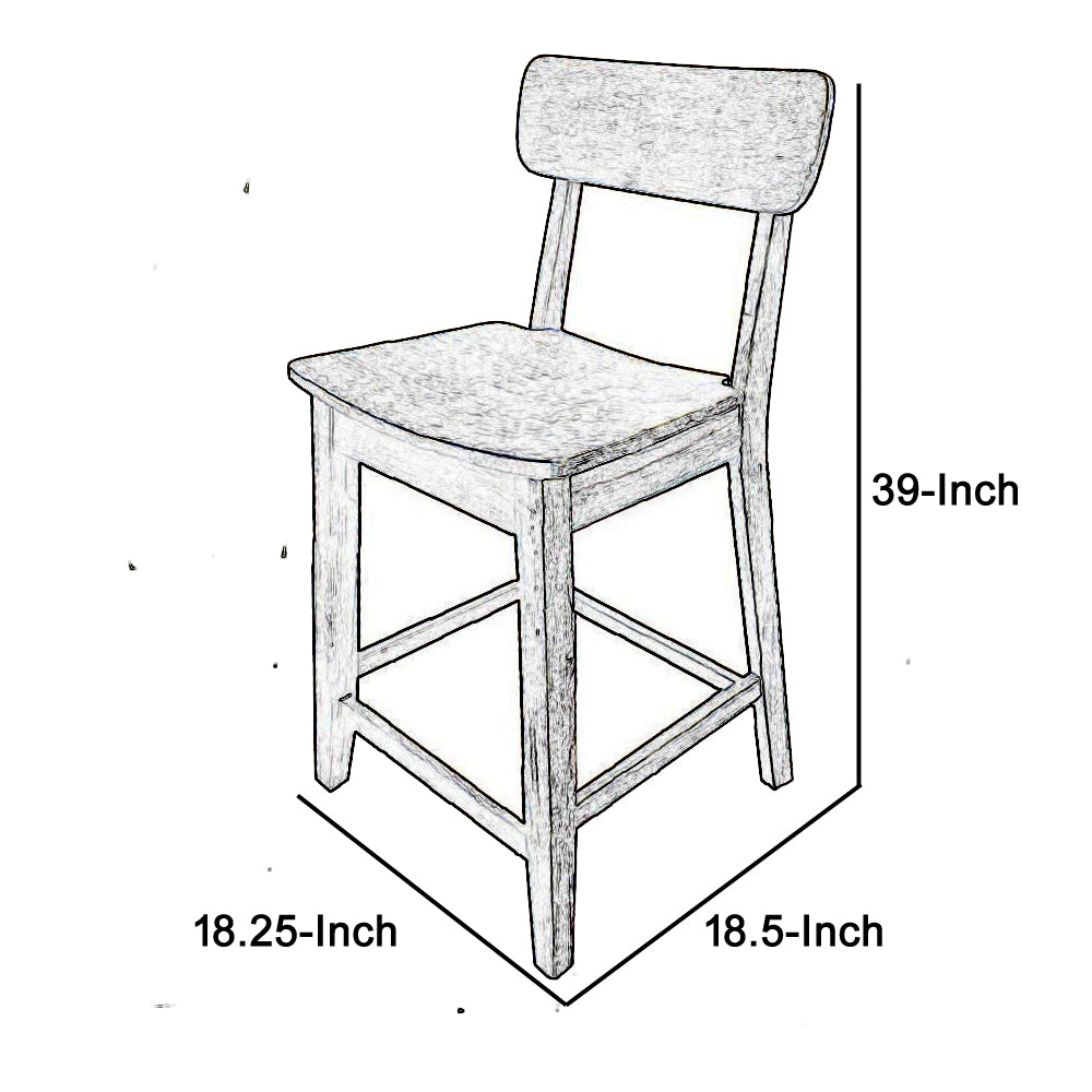 Curved Seat Wooden Frame Counter Stool With Cut Out Backrest, Gray By Benzara | Bar Stools & Table | Modishstore - 5