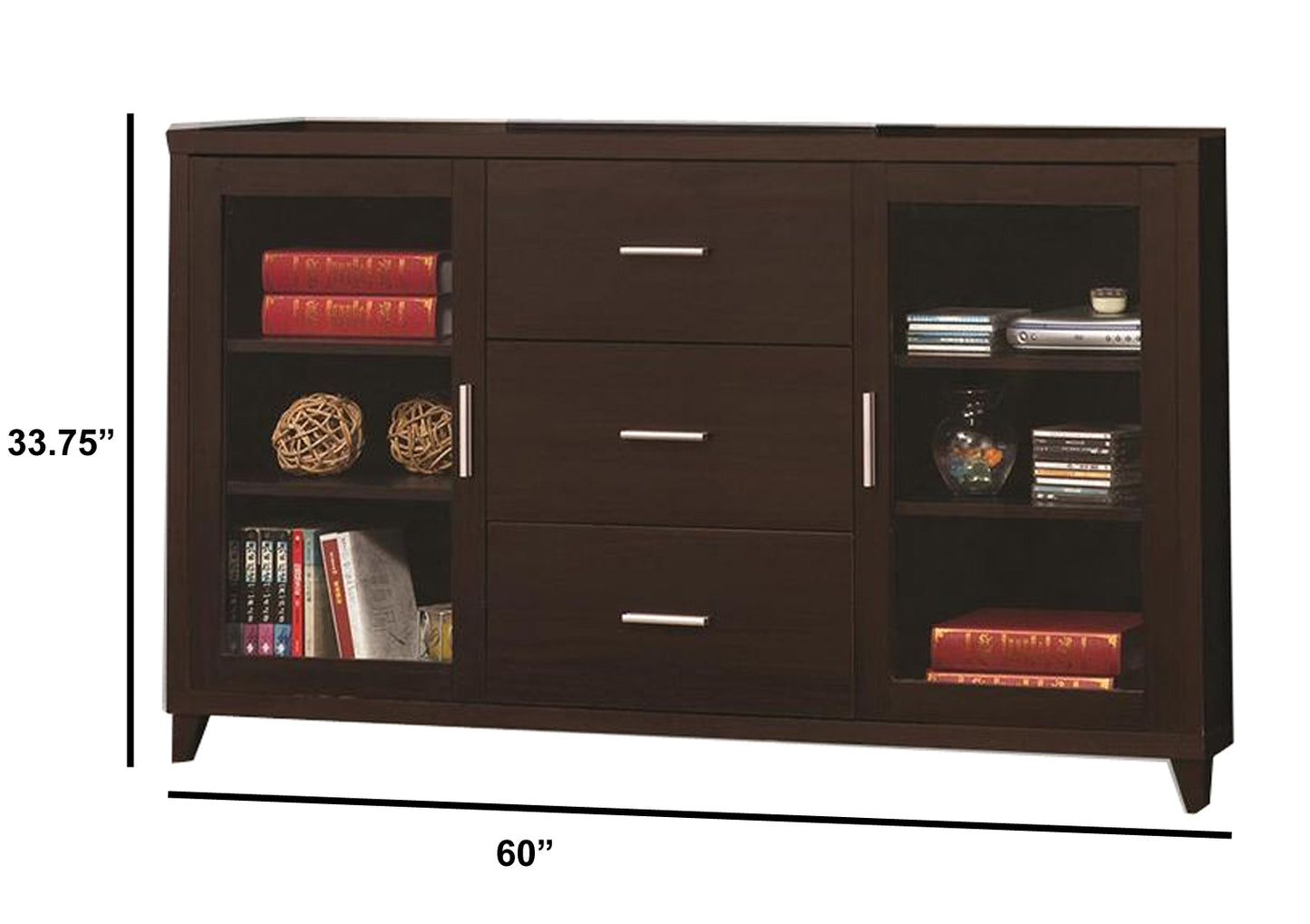 Modern & Minimal Style Tv Console With Multi Shelves & Drawers, Cappuccino Brown By Benzara | TV Stands | Modishstore - 6