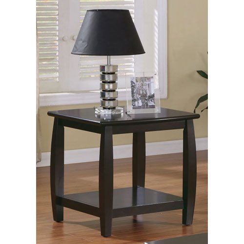 Contemporary Style Solid Wood End Table With Slightly Rounded Shape, Dark Brown By Benzara | End Tables | Modishstore