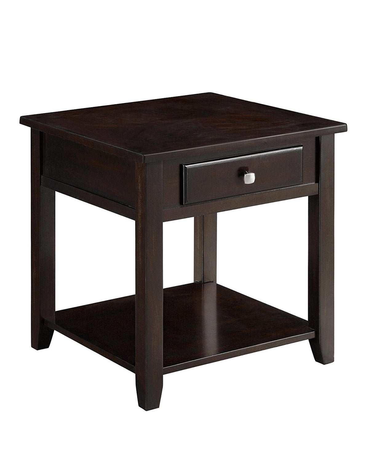 Wooden End Table With Drawer And Bottom Shelf, Walnut Brown By Benzara | End Tables | Modishstore