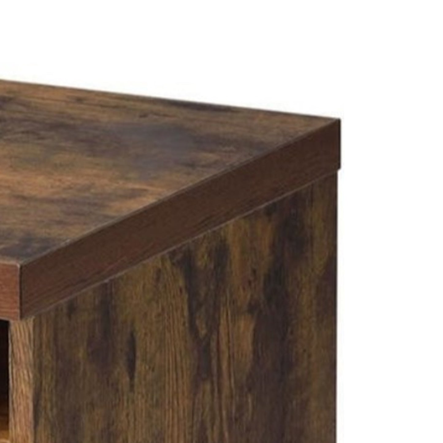 Wooden File Cabinet With Open Compartment And Drawer, Oak Brown And Black By Benzara