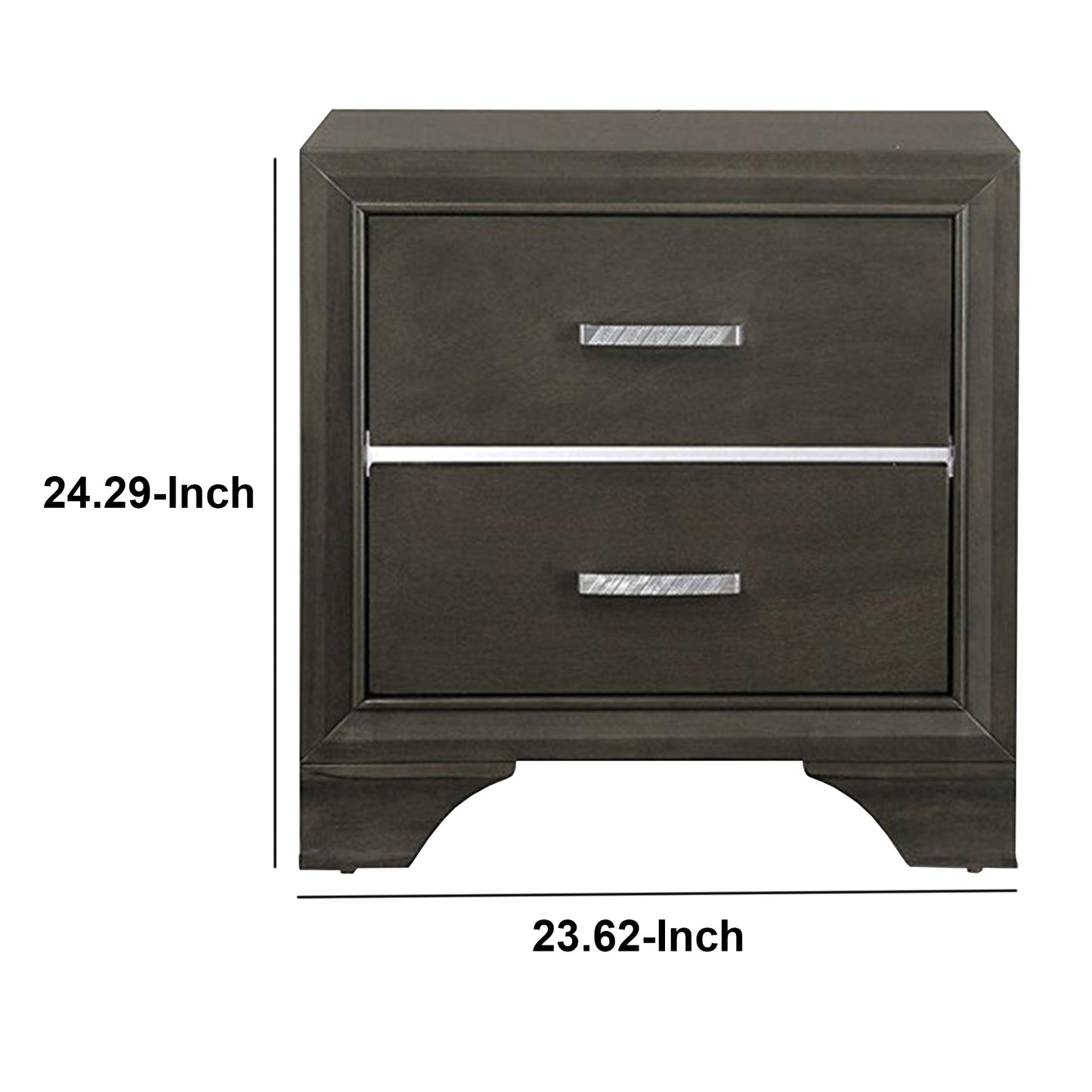 Wooden Two Drawer Nightstand With Bracket Legs, Gray By Benzara | Nightstands | Modishstore - 6