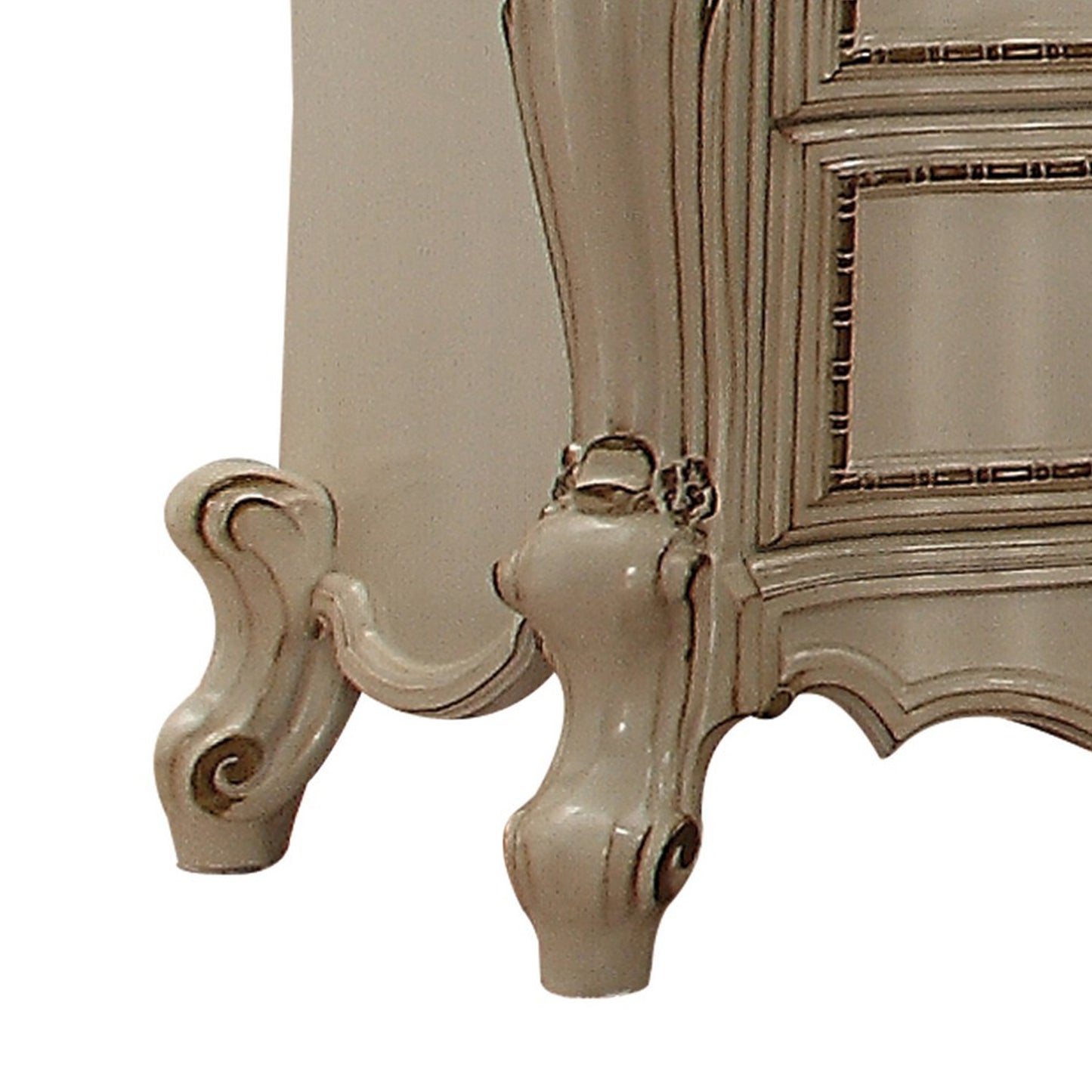 Two Drawer Nightstand With Cabriole Legs, Antique Pearl & Cherry Oak By Benzara | Nightstands | Modishstore - 5