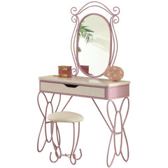 Contemporary Style Metal And Wood Vanity Set, White And Purple By Benzara