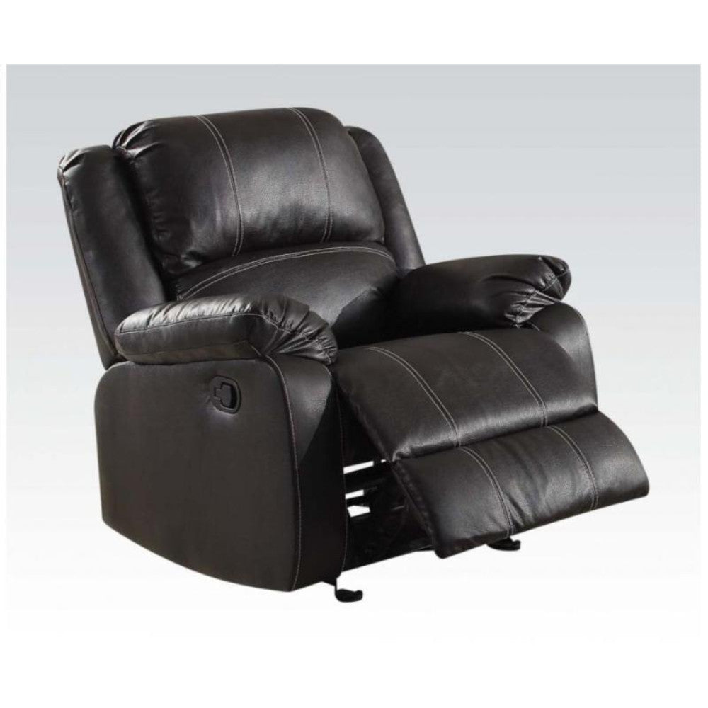 Metal And Leatherette Rocker Recliner With Cushioned Armrests, Black By Benzara | Lounge Chairs | Modishstore