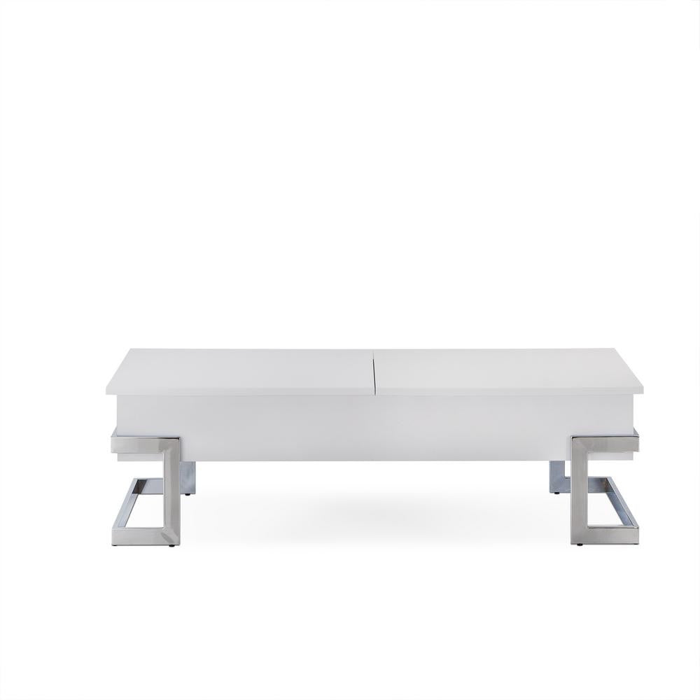Wooden Coffee Table With Lift Top Storage Space, White By Benzara | Coffee Tables | Modishstore