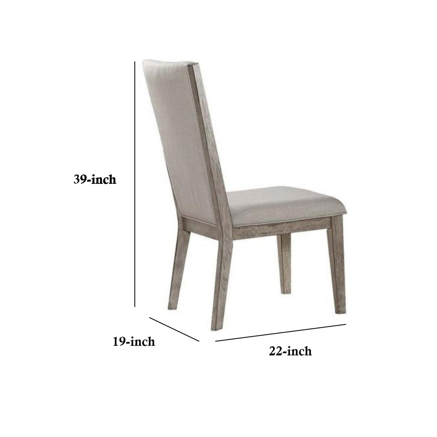 Slanted Elongated Back Side Chair, Set Of 2, Gray By Benzara | Side Chairs | Modishstore - 5